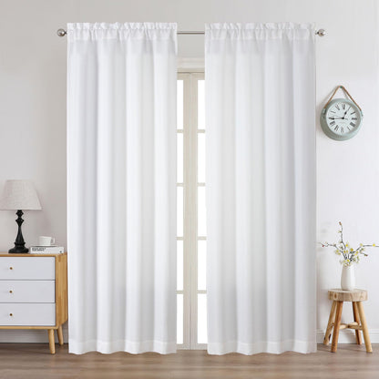 Chyhomenyc White Curtains 84 Inch Length 2 Panels 40Wx84L inches