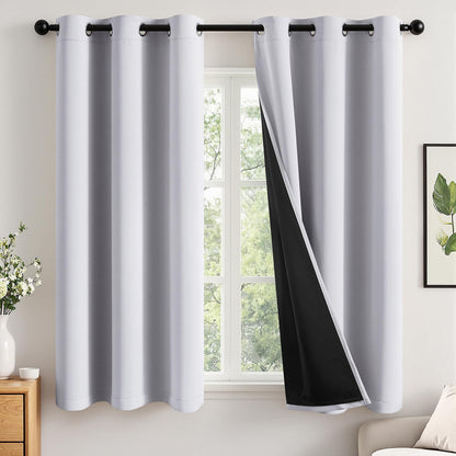 MIULEE Cream 100% Blackout Curtains for Bedroom 40x63 Inch Long