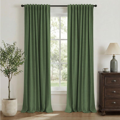 INOVADAY 100% Blackout Linen Curtains for Bedroom 50x84 Inches Cream