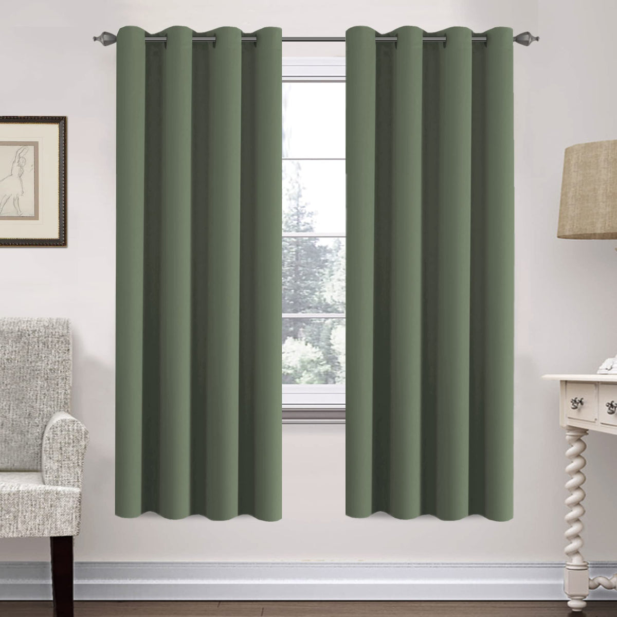 H.VERSAILTEX Blackout Curtains for Bedroom Thermal Insulated Room Darkening Living Room Curtains 63 Inch Long Grommet Privacy Protection Window Curtain Panels/Drapes for Nursery,2 Panels,Ivory/Cream