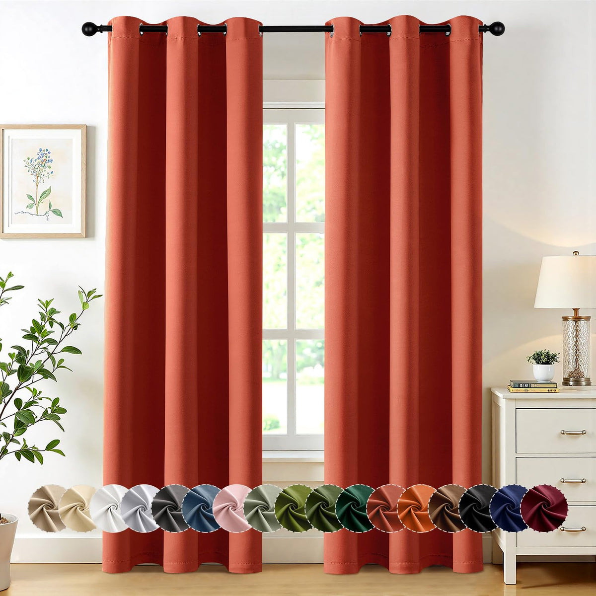 MIULEE Blackout Curtains for Bedroom 2 Panels 40 x 63 Inch Long Dark Grey