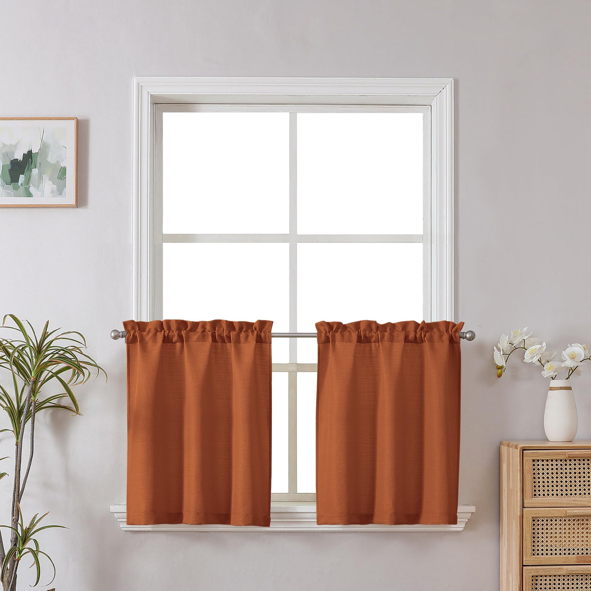 Chyhomenyc White Curtains 84 Inch Length 2 Panels 40Wx84L inches