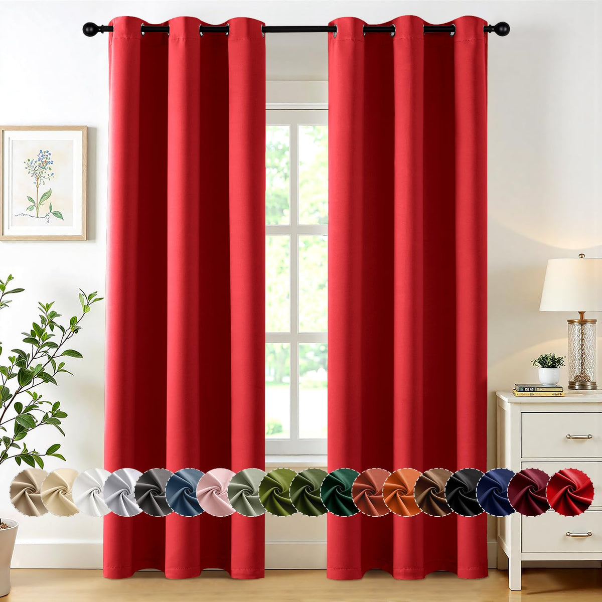 MIULEE Blackout Curtains for Bedroom 2 Panels 40 x 63 Inch Long Pink