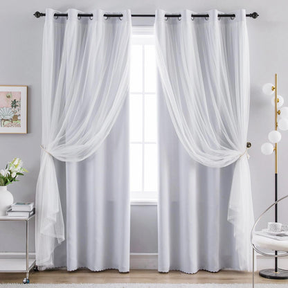 Anytime Double Layer Blackout Curtains 2 Panels，52Wx84L，Greyish White