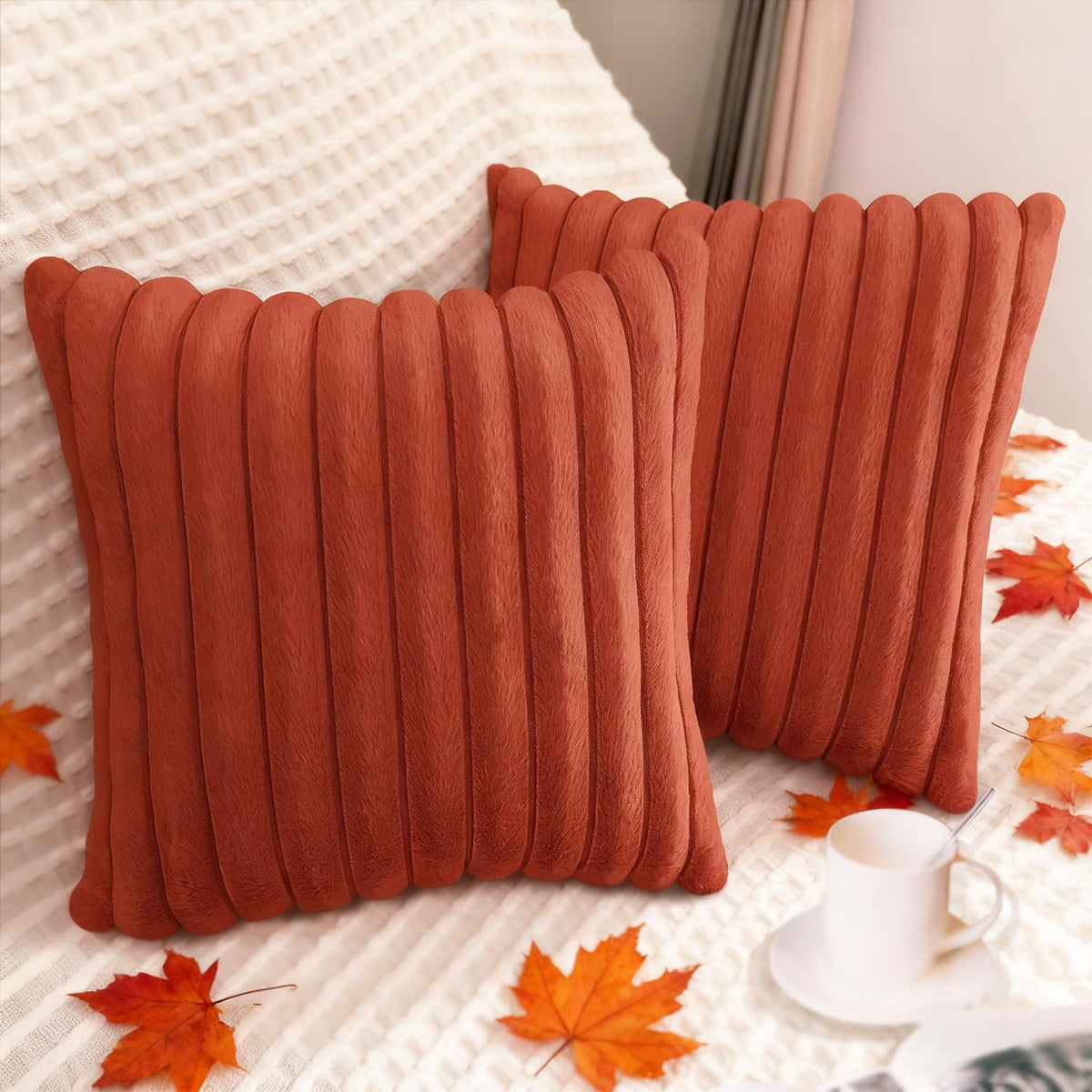 2 Pack 18x18 Pillow Cover Velvet Pillow Covers, Faux Fur Square Throw Pillow Covers for Living Room Decorations Throw Pillow Case, Throw Pillow Cover Cushion Cover for Home Sofa Bedroom Car, Pink