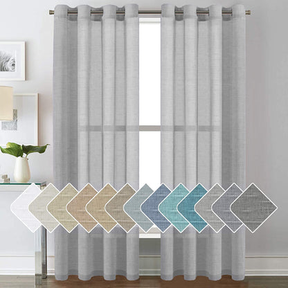 H.VERSAILTEX Natural Linen Sheer Curtains 84" 2 Panels Grommet
