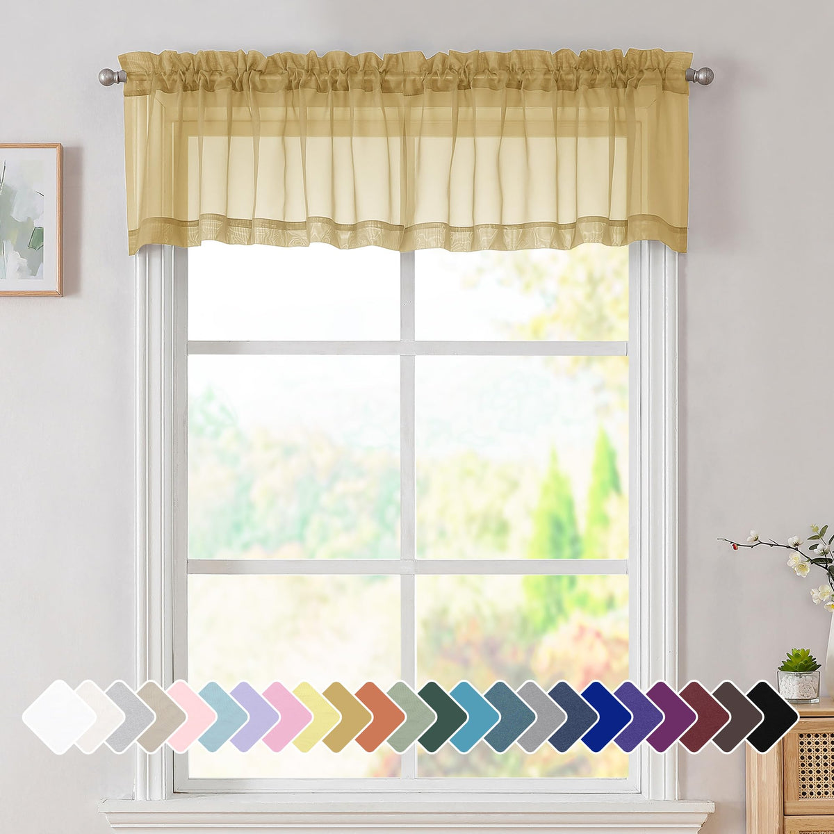 Simplebrand Black Sheer Curtains 84 Inches Long 2 Panels for Living Room