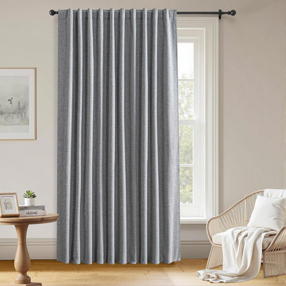 100% Blackout Curtains 84 inch Length Faux Linen (W52 x L84, Beige)