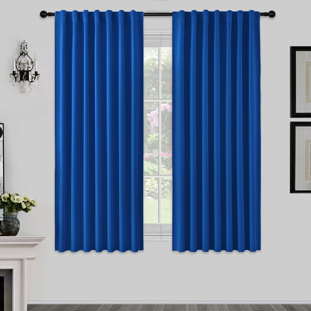 Joydeco Blackout Curtains for Bedroom, Black out curtains 96 inch long 2 Panels, Long Black Drapes with Rod Pocket Back Tab, Room Darkening Noise Reducing & Wrinkle-Free Drapes for Living Room Windows
