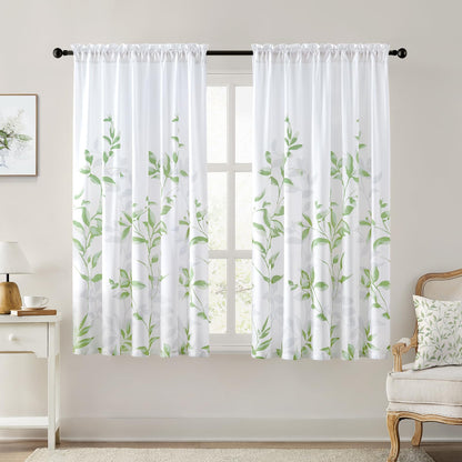 HOMEIDEAS Light Grey and White Privacy Sheer Curtains, 52X63 Inch, 2 Panels