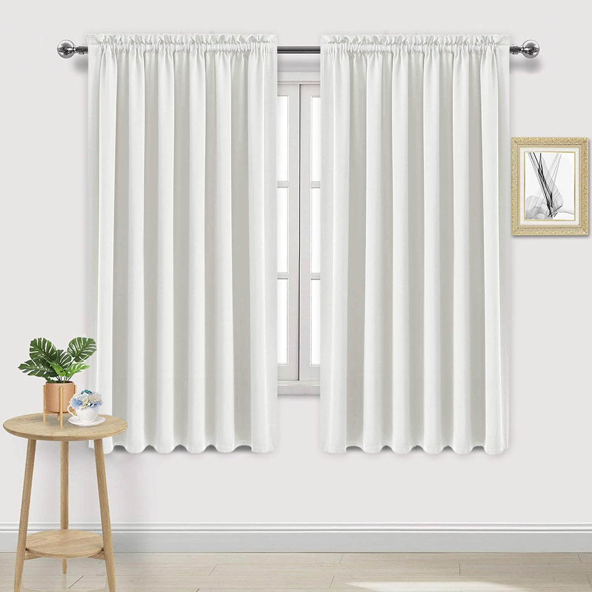DWCN Blackout Curtains for Bedroom Living Room 42 x 63 Inch Long Black