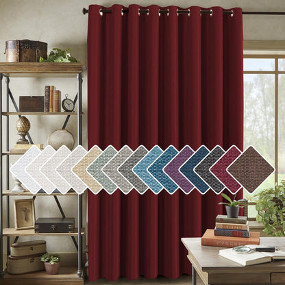 H.VERSAILTEX Linen Blackout Curtain 84 Inches Long for Bedroom/Living Room Thermal Insulated Grommet Linen Look Curtain Drapes Primitive Textured Burlap Effect Window Drapes 1 Panel - Heather Ivory