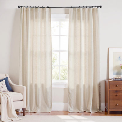 jinchan Linen Curtains Light Filtering Back Tab 50x96 Inch 2 Panels Beige
