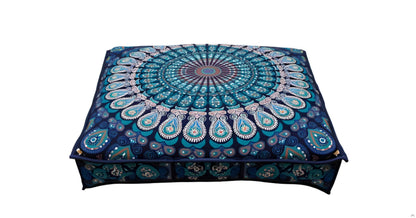 24" Black Gold Flower Mandala Barmeri Large Floor Pillow Cover Cushion Meditation Seating Ottoman Throw Cover Hippie Decorative Zipped Bohemian Pouf Ottoman Pom Pom Cases 24 " square