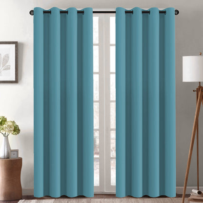 H.VERSAILTEX 100% Blackout Curtains for Bedroom Black Out Curtains 96 inch Thermal Insulated Long Blackout Curtains for Living Room, Energy Saving Curtains for Patio Door Grommet (1 Panel, Jet Black)