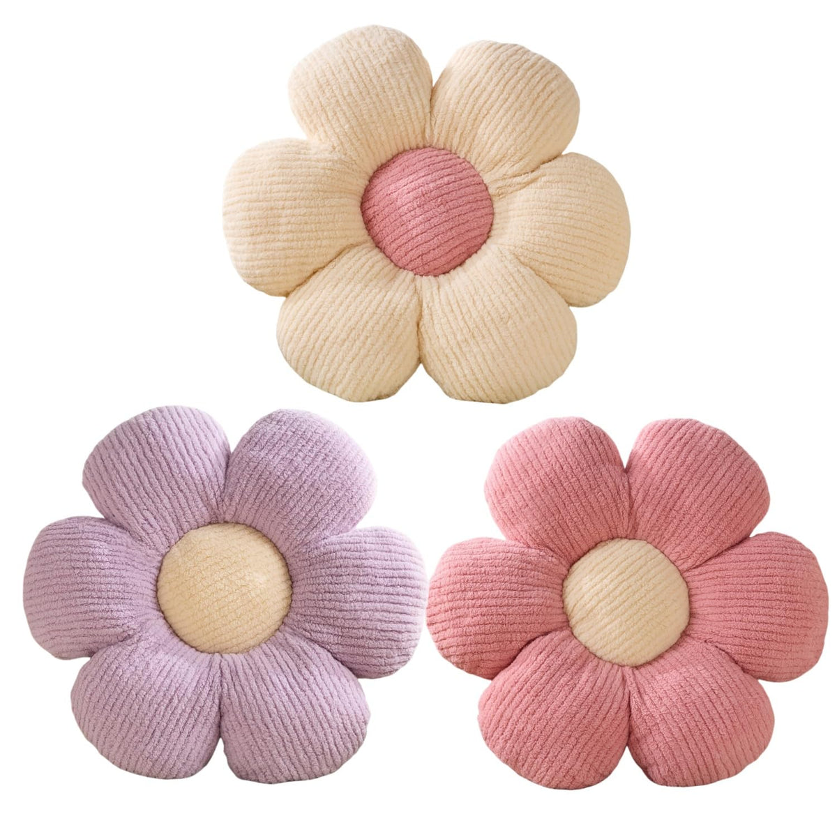 Flower Pillow,15.75" Daisy Pillow White Decorative Pillows