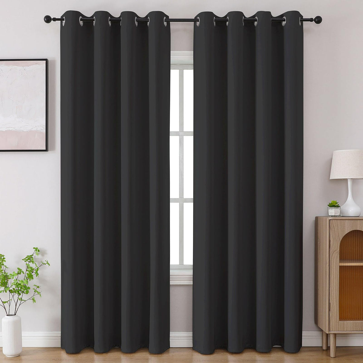 CUCRAF Beige Blackout Curtains 84 inch Length 2 Panels Set, Room Darkening Drapes for Living Room Bedroom, Thermal Insulated Light Blocking Grommet Window Curtain (W52 x L84 Inch)
