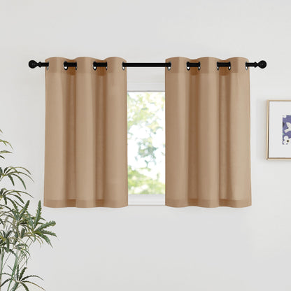NICETOWN Natural Linen Curtains 84 inch Long 2 Panels Set, Grommet Top Thick Linen Burlap Semi Sheer Vertical Drapes Privacy Assured with Light Filtering for Bedroom/Living Room, W55 x L84