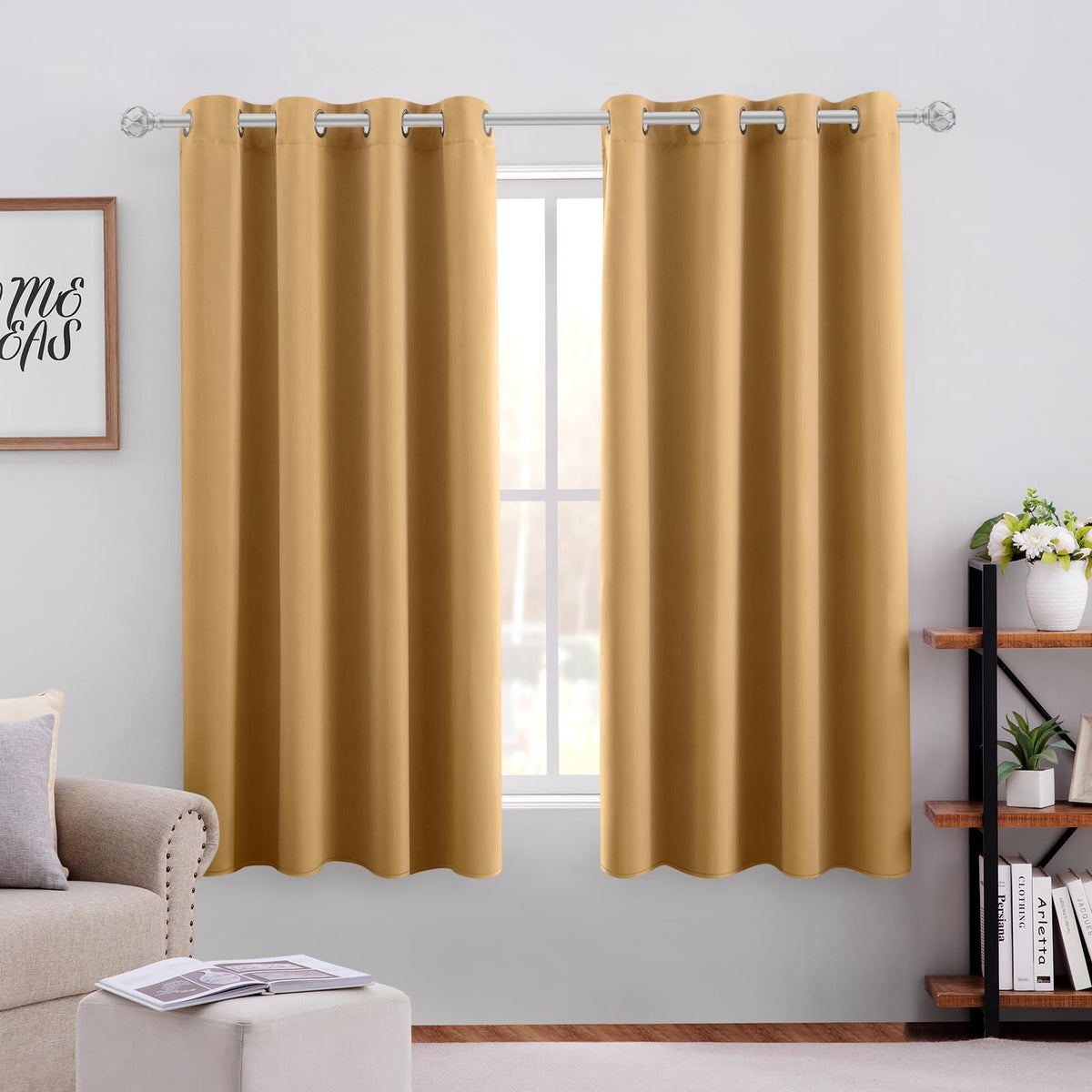 HOMEIDEAS Blackout Curtains for Bedroom 52 X 84 Inch Long 2 Panels Set Light Grey/Gray Room Darkening Curtains/Drapes, Soundproof Thermal Grommet Window Curtains for Living Room