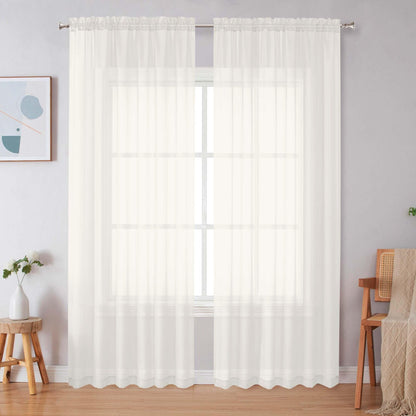 Simplebrand Black Sheer Curtains 84 Inches Long 2 Panels for Living Room