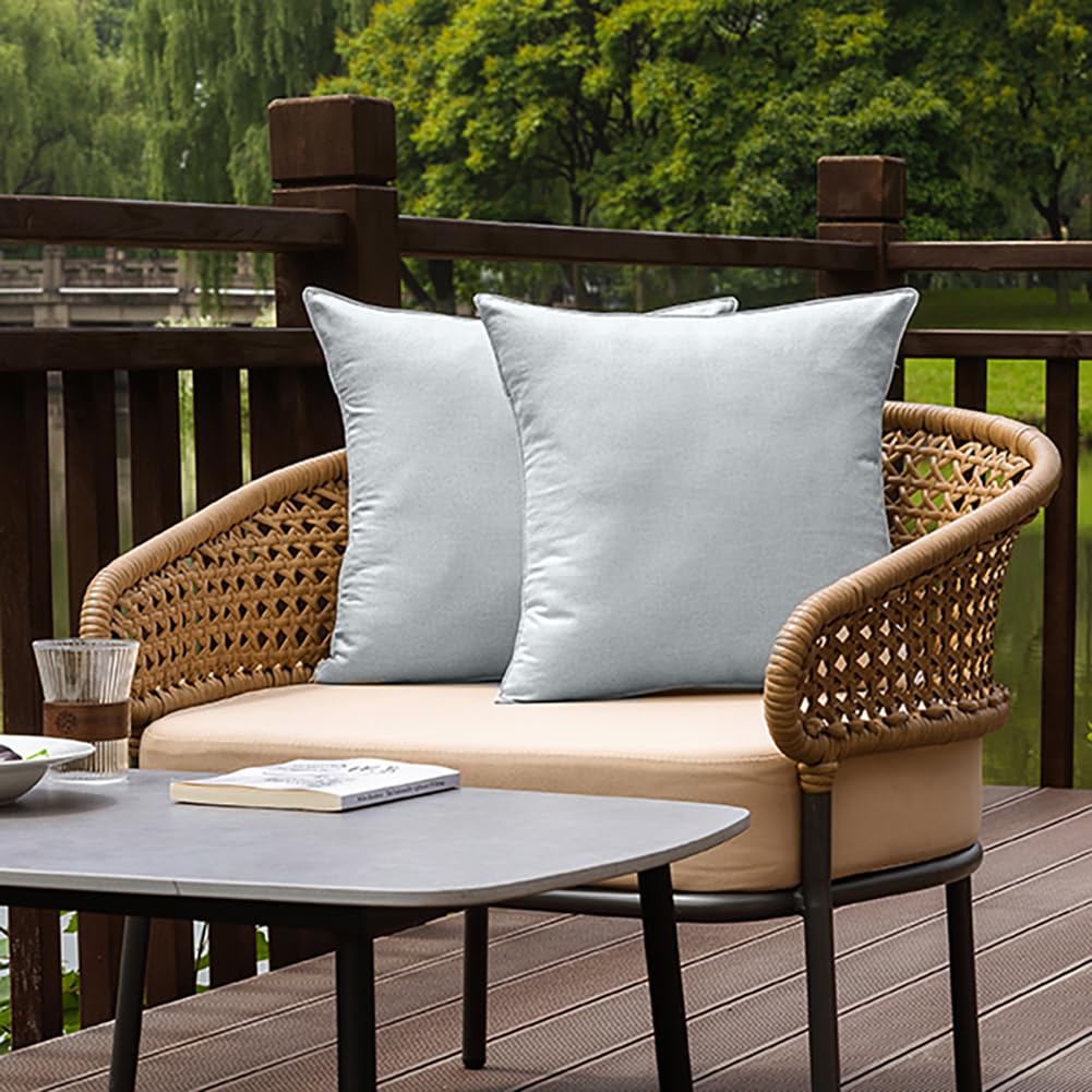 NiNi ALL Waterproof Outdoor Pillow Covers 18x18 Set of 2 Patio Black