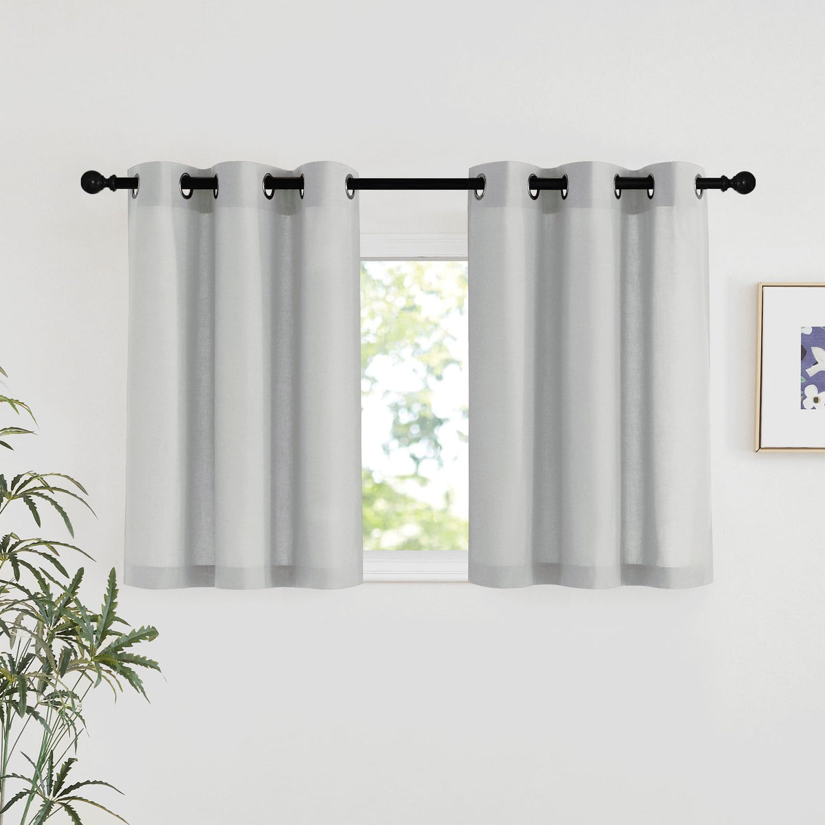 NICETOWN Natural Linen Curtains 84 inch Long 2 Panels Set, Grommet Top Thick Linen Burlap Semi Sheer Vertical Drapes Privacy Assured with Light Filtering for Bedroom/Living Room, W55 x L84