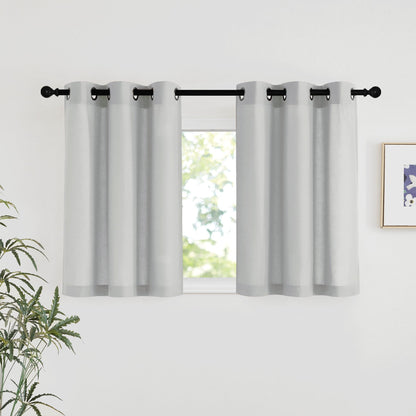 NICETOWN Natural Linen Curtains 84 inch Long 2 Panels Set, Grommet Top Thick Linen Burlap Semi Sheer Vertical Drapes Privacy Assured with Light Filtering for Bedroom/Living Room, W55 x L84