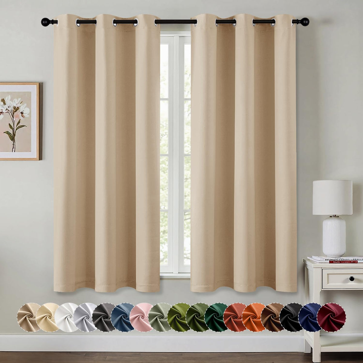 MIULEE Blackout Curtains for Bedroom 2 Panels 40 x 63 Inch Long Dark Grey