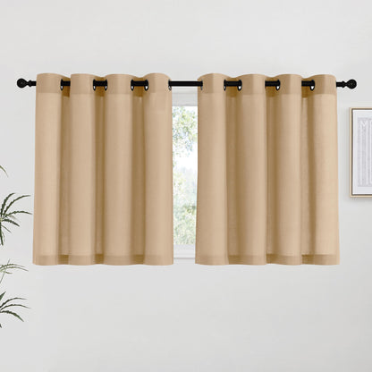 NICETOWN Natural Linen Curtains 84 inch Long 2 Panels Set, Grommet Top Thick Linen Burlap Semi Sheer Vertical Drapes Privacy Assured with Light Filtering for Bedroom/Living Room, W55 x L84