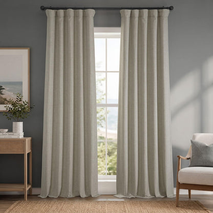 Faux Linen Curtains for Living Room (1 Panel) - 50W X 108L, Birch Taupe