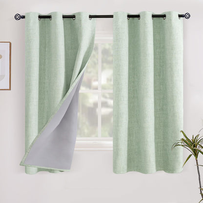YoungsTex Linen Blackout Curtains 63 Inch Length Bedroom Beige Darkening