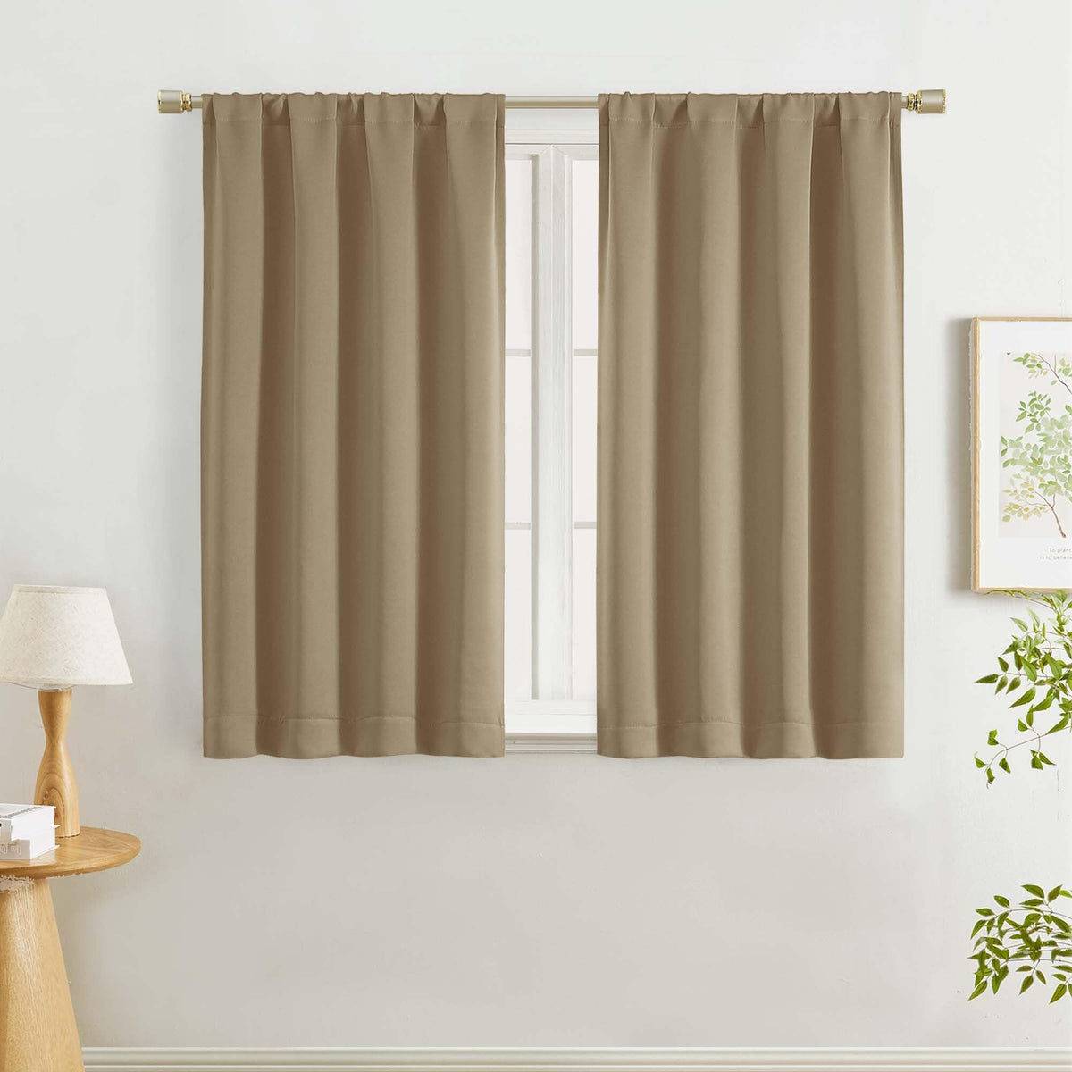 Lecloud Sage Green Room Darkening Curtains 54 Inch Length 2 Panels, Window Curtains for Bedroom, Energy Thermal Insulating Rod Pocket Curtain Drapes for Small Window, 40" W x 54" L