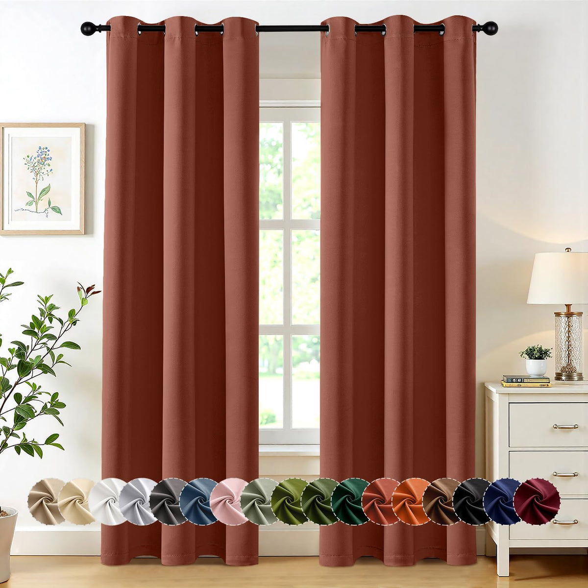 MIULEE Blackout Curtains for Bedroom 2 Panels 40 x 63 Inch Long Black