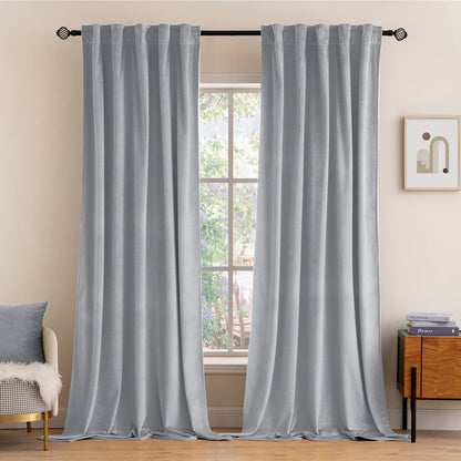 MIULEE Velvet Curtains 52x84 inches 2 Panels Olive Green Blackout Curtains