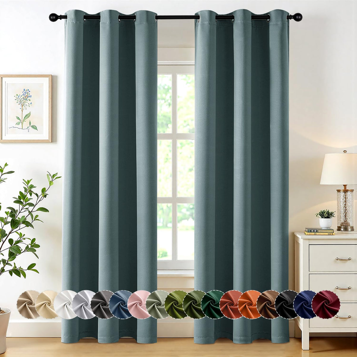 MIULEE Blackout Curtains for Bedroom 2 Panels 40 x 63 Inch Long Black