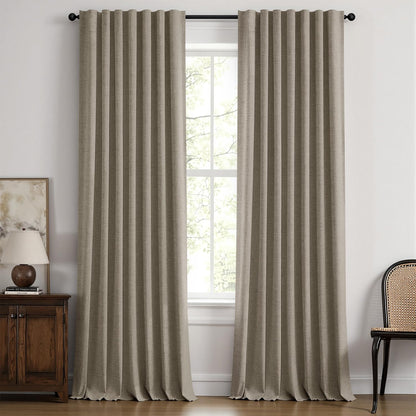 MIULEE 100% Blackout Linen Curtains for Bedroom 42 x 84 Inch Ivory 2 Panels