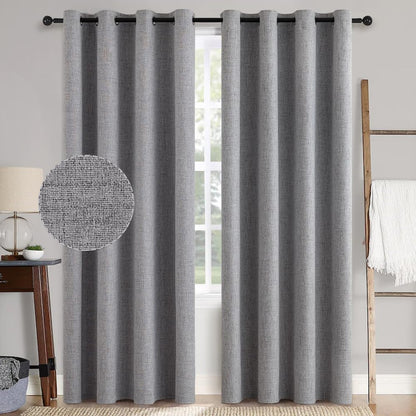 MIULEE 100% Blackout Linen Curtains for Bedroom 52x84 Inches Natural Beige