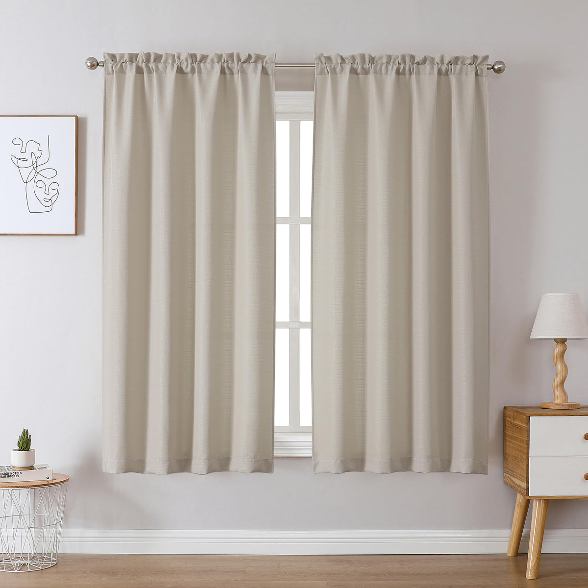 Chyhomenyc White Curtains 84 Inch Length 2 Panels 40Wx84L inches