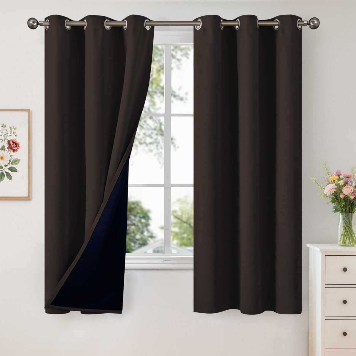YoungsTex Black Blackout Curtains for Bedroom, Thermal Drapes Heat Blocking