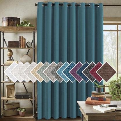 H.VERSAILTEX Linen Blackout Curtain 84 Inches Long for Bedroom/Living Room Thermal Insulated Grommet Linen Look Curtain Drapes Primitive Textured Burlap Effect Window Drapes 1 Panel - Heather Ivory