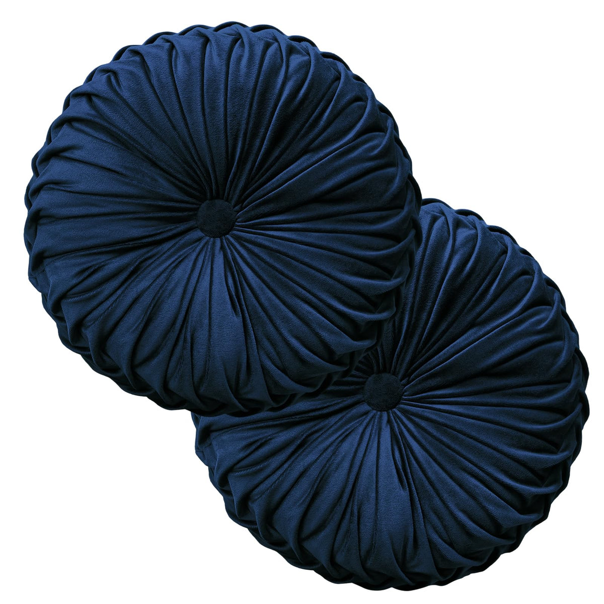 Teieas Round Throw Pillow Velvet Pleated Round Pillow Cushion Light Blue