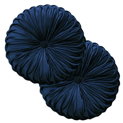 Teieas Round Throw Pillow Velvet Pleated Round Pillow Cushion Light Blue