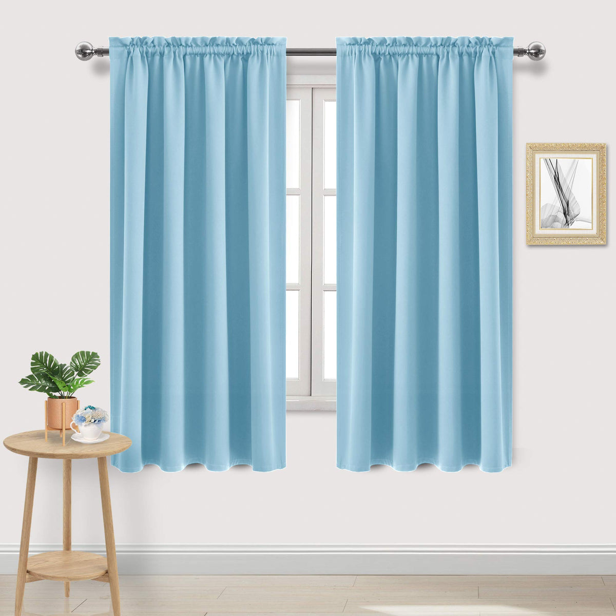 DWCN Blackout Curtains for Bedroom Living Room 42 x 63 Inch Long Black