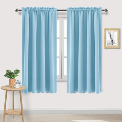 DWCN Blackout Curtains for Bedroom Living Room 42 x 63 Inch Long Black