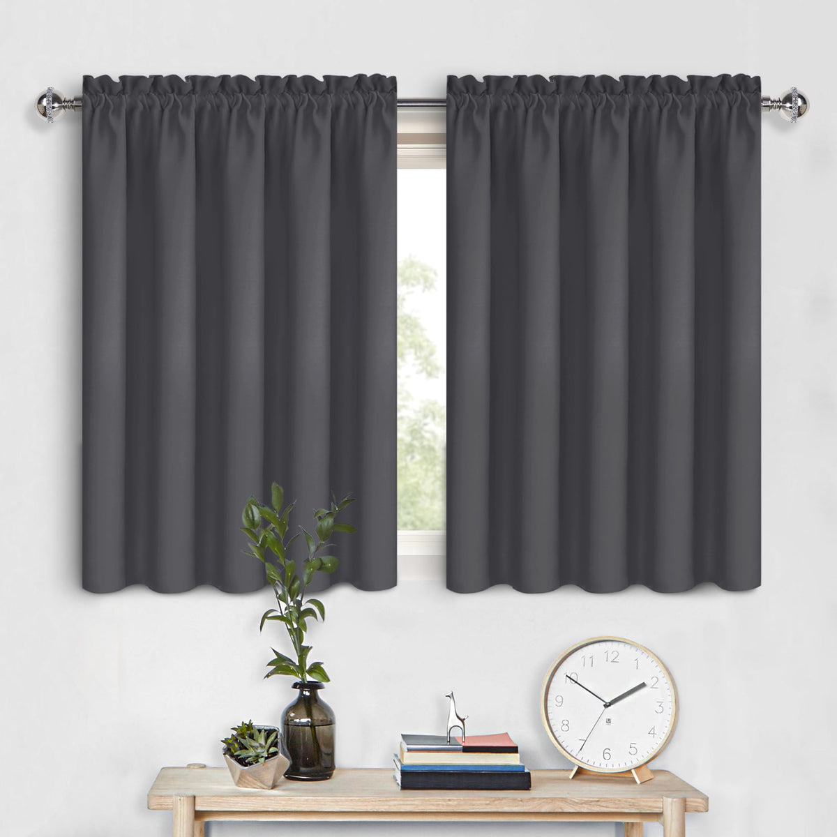 DWCN Blackout Curtains for Bedroom Living Room 42 x 63 Inch Long Black