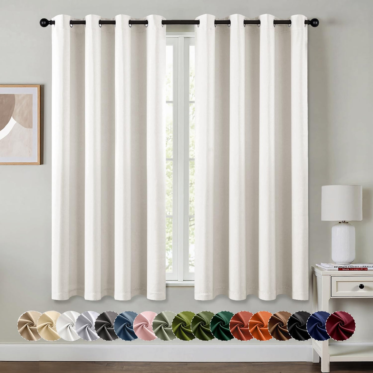 MIULEE Blackout Curtains for Bedroom 2 Panels 40 x 63 Inch Long Black