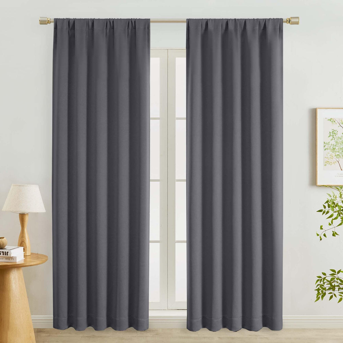 Lecloud Sage Green Room Darkening Curtains 54 Inch Length 2 Panels, Window Curtains for Bedroom, Energy Thermal Insulating Rod Pocket Curtain Drapes for Small Window, 40" W x 54" L