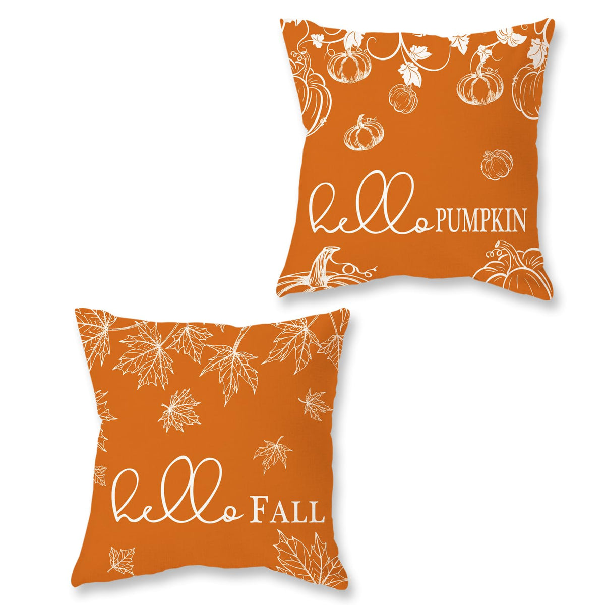 ONWAY Fall Throw Pillow Covers 12x20 Set of 2 Hello Fall Pumpkin Orange