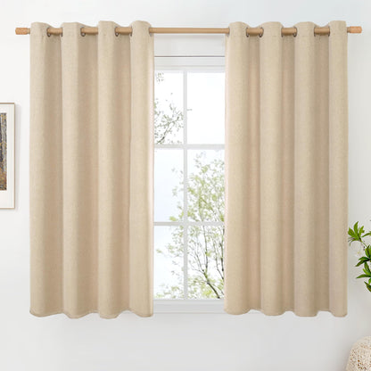 BGment Oatmeal Linen Curtains 84 Inch Length 2 Panels Set for Living Room
