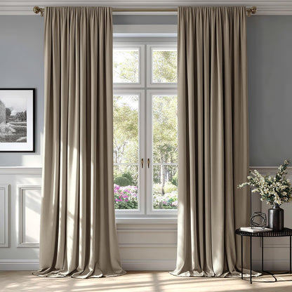 MIULEE Dusty Rose Pink Velvet Room Darkening Curtains for Bedroom W52 x L84